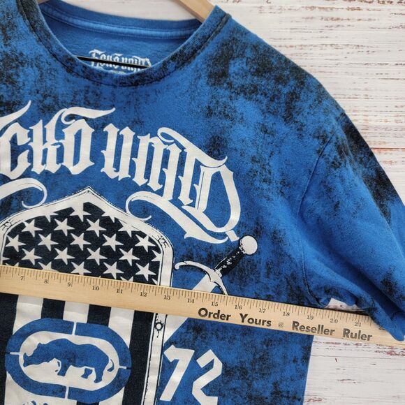 Ecko Unltd MMA Mens Size M Blue Spellout Graphic T Shirt Tee - Picture 4 of 8